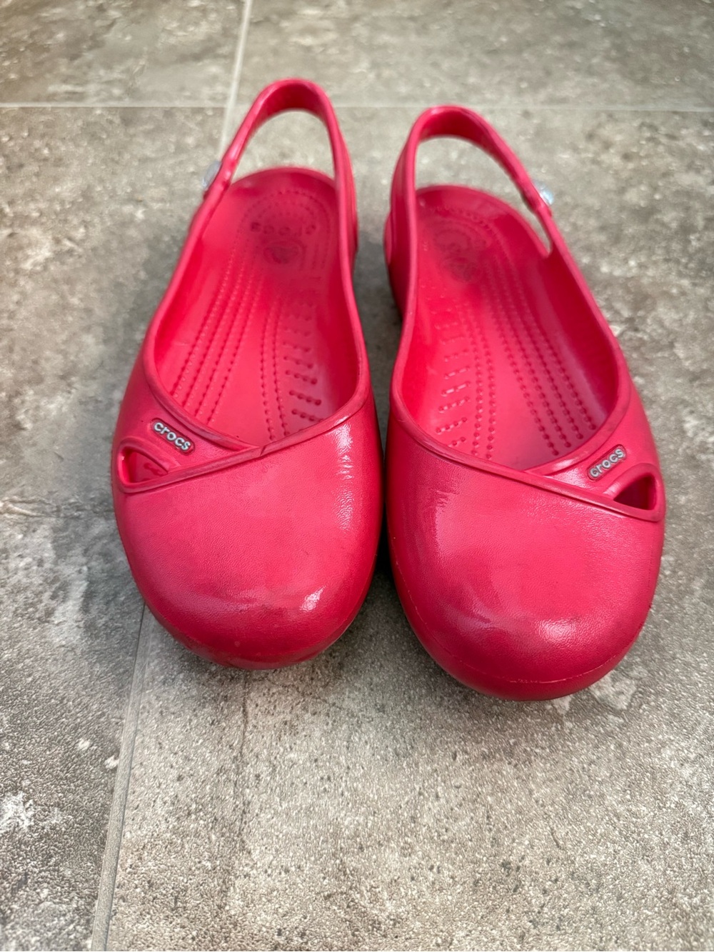 CROCS ruby red Slingback Ballet Flats